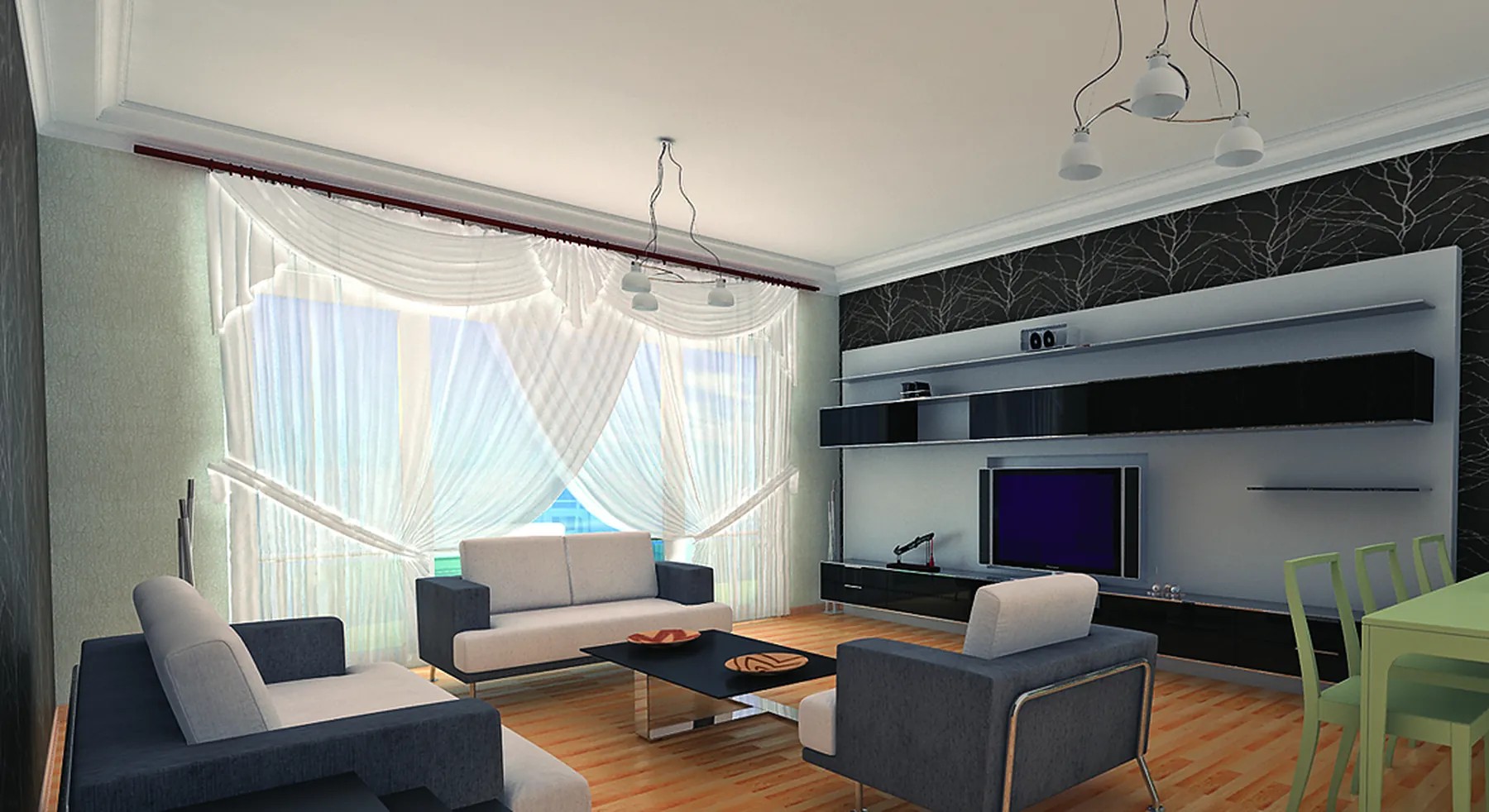 Övgü Smart örnek dairesinde salon çizimi