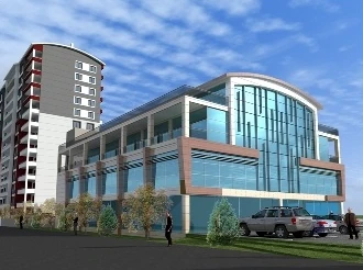 Övgü Plaza projesinin bilgisayar çizimi